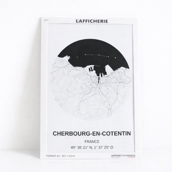 Affiche A3 – Plan de Cherbourg‑en‑Cotentin