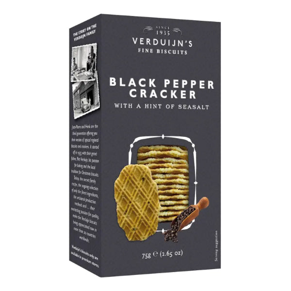 Biscuits Apéritifs Gaufres Fromage, Poivre & Sel Marin – Verduijn’s – 75 g
