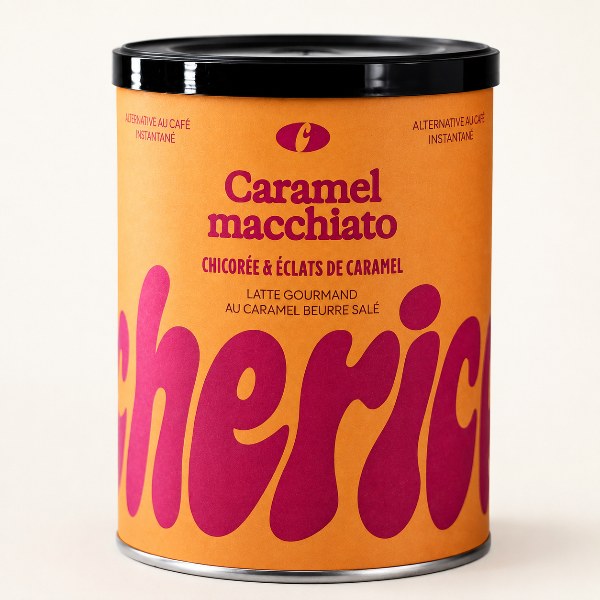🌿🍮 Cherico Macchiato Caramel Beurre Salé Bio Sans Caféine – Boisson Instantanée à la Chicorée 450 g