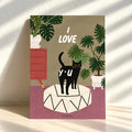Carte postale Love You – Carte humoristique pour amoureux des chats
