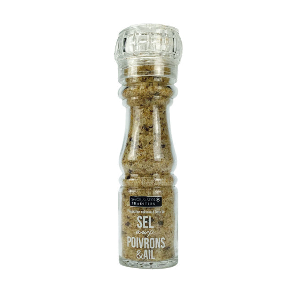 Moulin à Sel Poivrons & Ail Rechargeable – Assaisonnement Aromatique