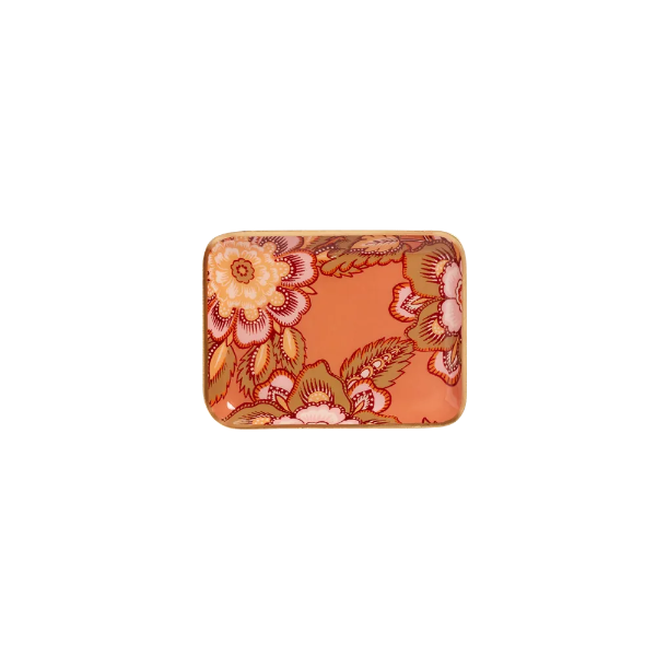 Plateau Tiny bohème chic Bonheur du Jour 🌸✨ – Mini plateau en métal émaillé, motifs exclusifs & bordure dorée