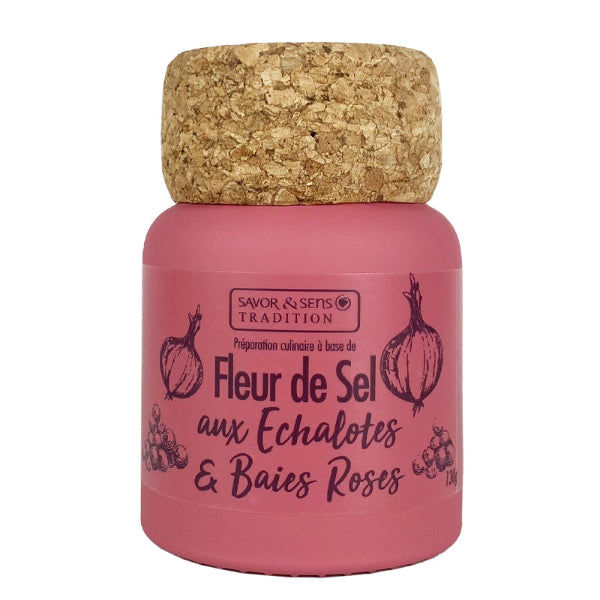 Fleur de Sel Échalotes & Baies Roses – Sel Aromatique Raffiné