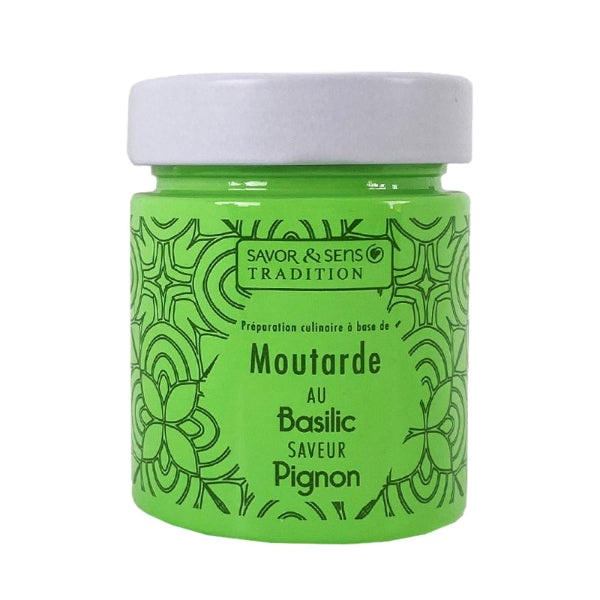 Moutarde au Basilic Saveur Pignon – Condiment Méditerranéen Gourmand