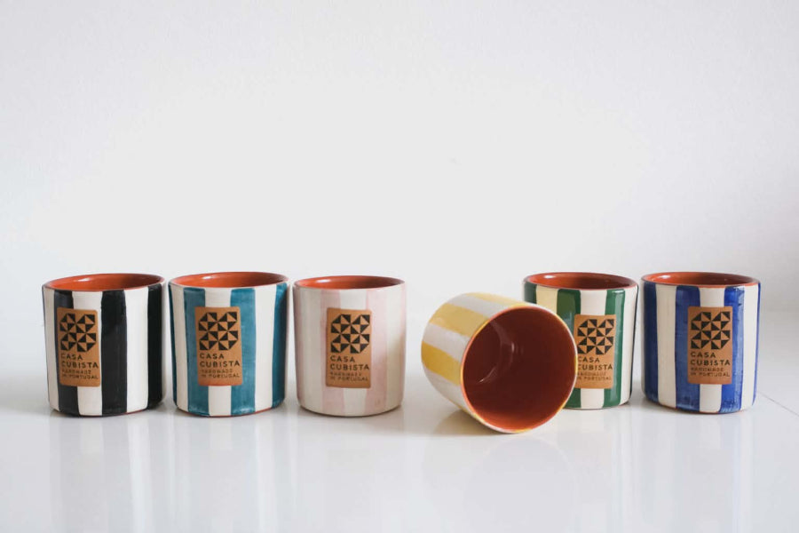Tasse Expresso rayé vertical Casa Cubista artisanat portugais