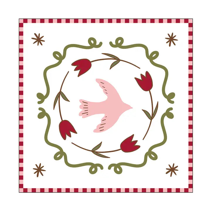 Serviettes en Papier Colombes Roses x20 – Style Bohème