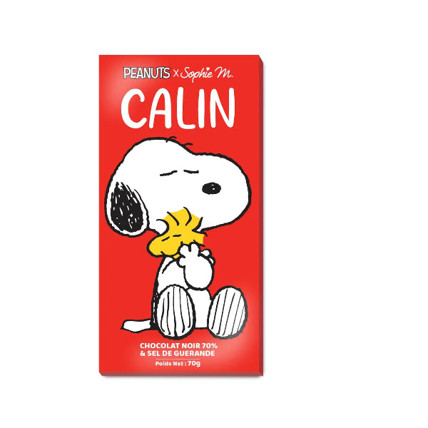 Tablette de chocolat au noir & sel de Guérande - Snoopy "Calin"
