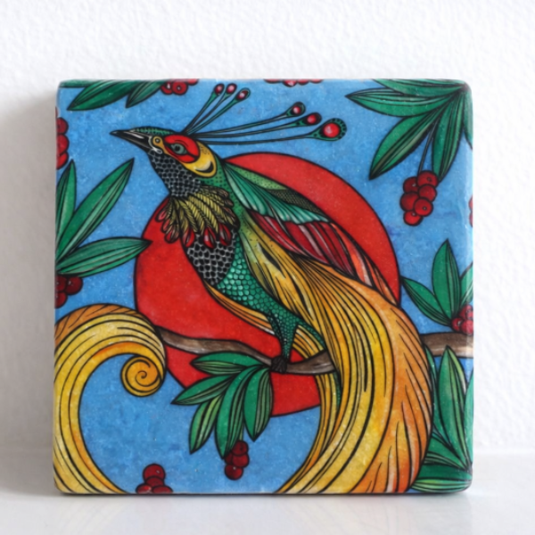 Sous-verre en carrelage "Oiseau bleu" – Ligarti