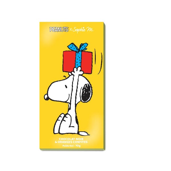 Tablette Chocolat Noir Oranges Confites Snoopy Cadeau 70g | Peanuts 75 ans