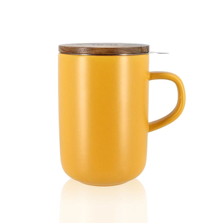 Tisanière en grès avec couvercle en acacia et filtre – 475 ml ☕
