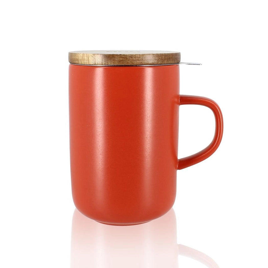 Tisanière en grès avec couvercle en acacia et filtre – 475 ml ☕