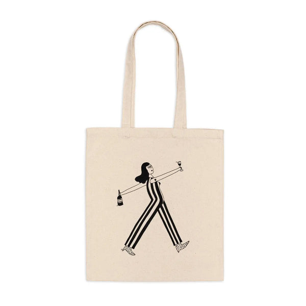 Sac tote en coton « Wine o'clock » illustration helen b.