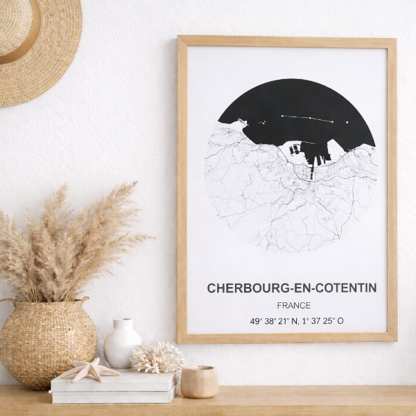 Affiche A3 – Plan de Cherbourg‑en‑Cotentin