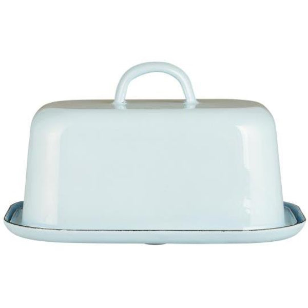 Beurrier en émail bleu clair ou blanc