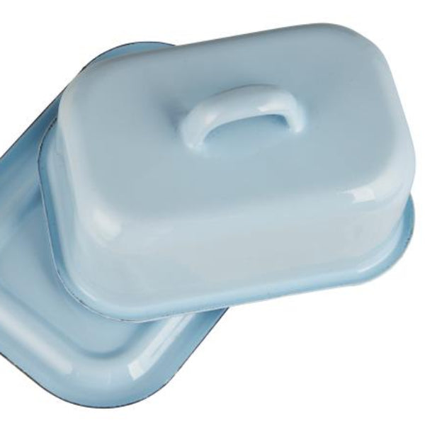 Beurrier en émail bleu clair ou blanc