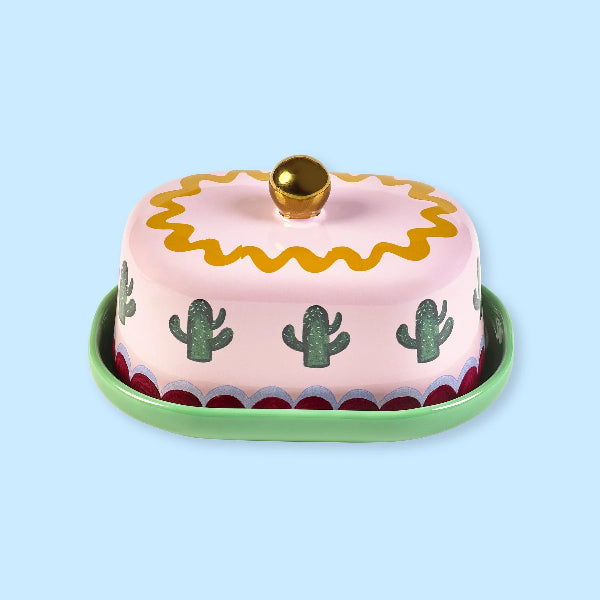 🌵 Beurrier Electric Coast en Grès – Cactus & Message « Tout est possible »