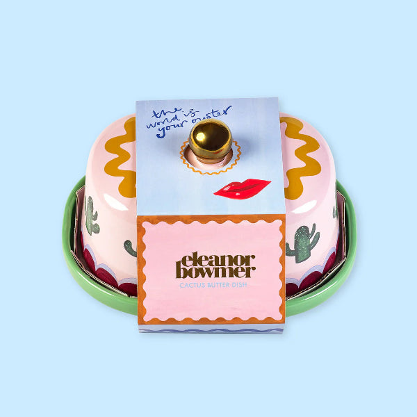 🌵 Beurrier Electric Coast en Grès – Cactus & Message « Tout est possible »