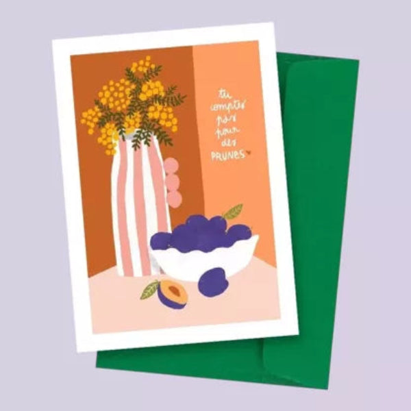 Carte postale “Tu ne comptes pas pour des prunes” – Illustration Atelier Yuzu