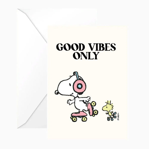 ☀️ Carte Double Peanuts « Good Vibes Only » avec Snoopy