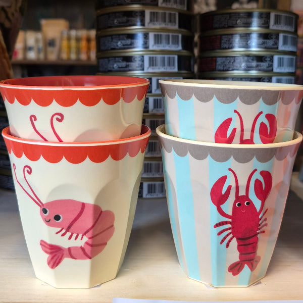 🦐🦞 Gobelet Mélamine RICE Crème – Motif Crevette ou Homard 🌊