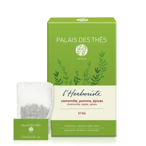 L’Herboriste N°46 Bio Palais des Thés – infusion camomille pomme 20 sachets mousselines