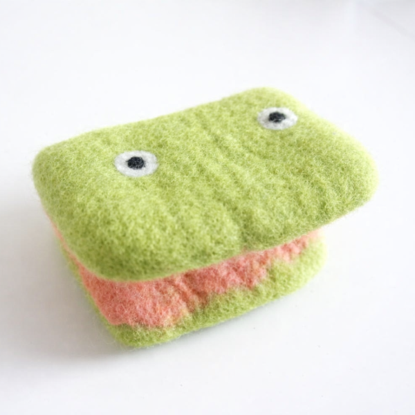 Mitaine / Manique en laine « Kermit » – Design coloré & tendance