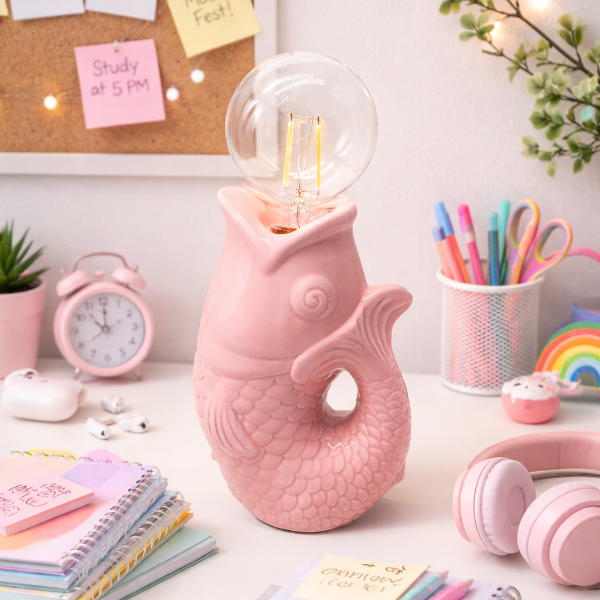 Lampe LED Poisson en Faïence – L’esprit bord de mer à la maison