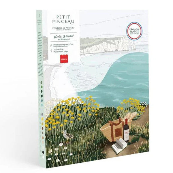 Coffret peinture au numéro Picnic à Étretat – Illustration Ananya Bhandari