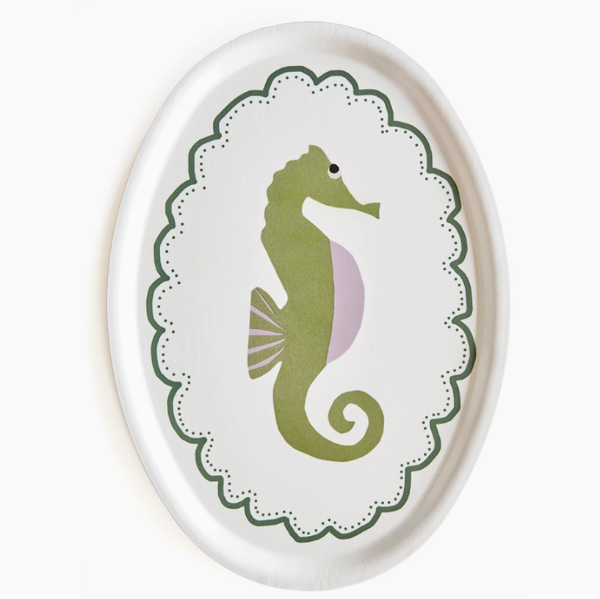 Plateau de service ovale Hippocampe – Une élégance marine pleine de charme