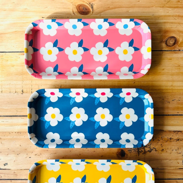 Plateau rectangle rose rétro