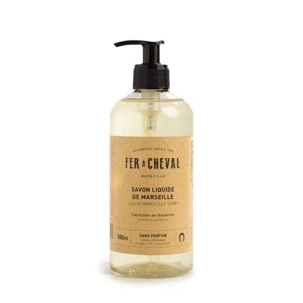 🫧 Savon Liquide de Marseille Sans Parfum – Fer à Cheval 500 ml Hypoallergénique 🌿