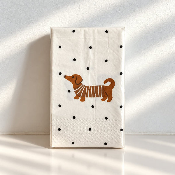 Serviettes en papier rectangulaires « Teckel » à rayures x15