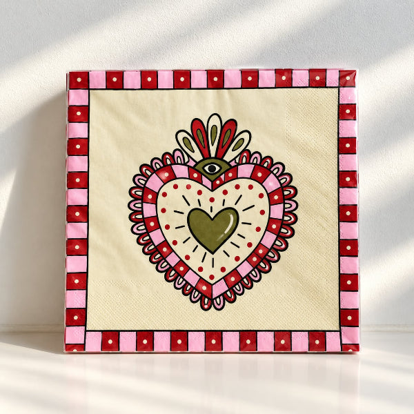 Serviettes en papier Ex-Voto rose x20