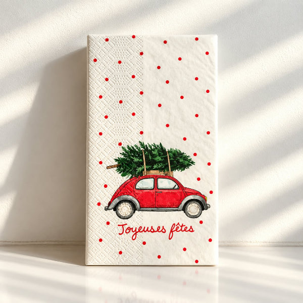 Serviettes en papier « Noël en voiture » x15