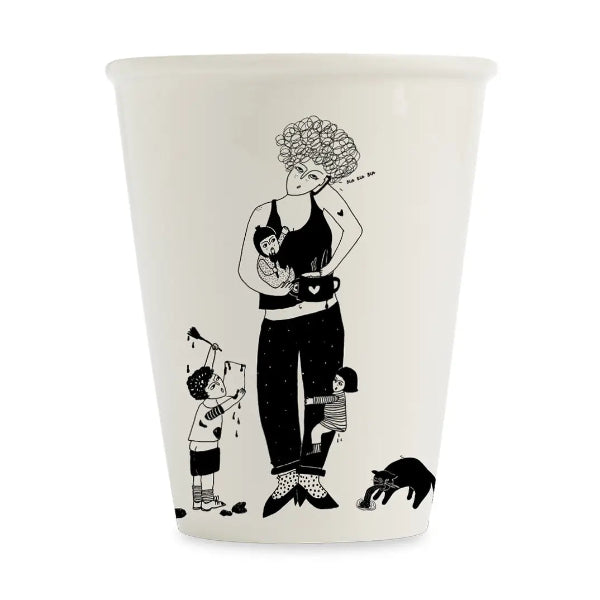 Tasse en porcelaine “Mom Life” – Illustration par Helen B
