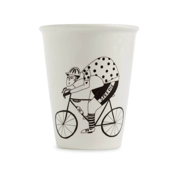 Tasse en porcelaine avec illustration "Speedie" par Helen b