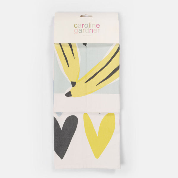 Lot de 2 torchons de cuisine à motifs banane/cœurs Caroline Gardner