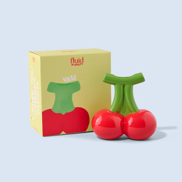 Vase Cerise en Céramique 🍒 – Vase Déco Pop & Coloré | Fluid Market