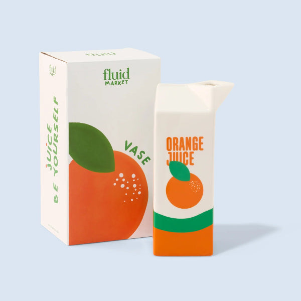 Vase Brique de Jus d’Orange 🍊 – Vase en Céramique Fun & Original | Fluid Market